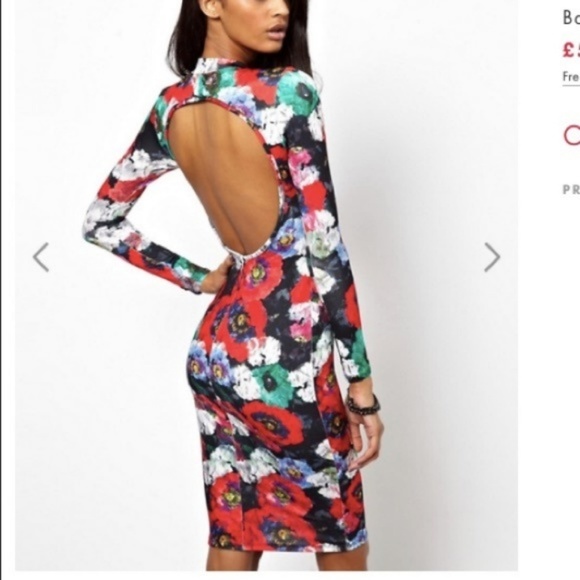 ASOS Petite Dresses & Skirts - ASOS PETITE Bodycon Dress Open Back Floral Backles